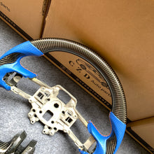 Load image into Gallery viewer, CZD autoparts for Ford Mustang 2015-2017 carbon fiber steering wheel with blue perforated leather side