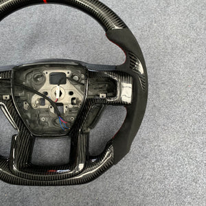 CZD Auto Parts carbon fiber steering wheel for Ford F-150 2015-2020 with red stripe