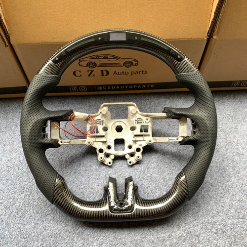 CZD Autoparts for  Ford Mustang 2018-2022 carbon fiber steering wheel gloss black carbon fiber top and bottom
