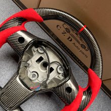 Load image into Gallery viewer, CZD Tesla Model 3 2017/2018/2019/2020 carbon fiber steering wheel with red stripe line