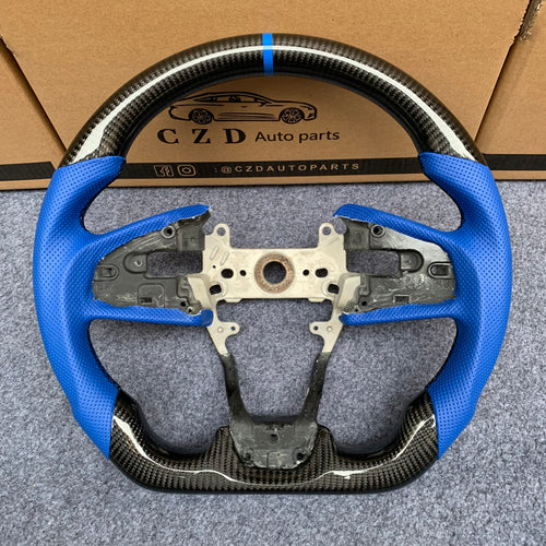 czd auto parts carbon fiber steering wheel for Honda 10th gen Civic SI 2016-2021 with blue perforated leather