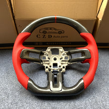 Load image into Gallery viewer, CZD auto parts forFord SHELBY GT350 2015-2017 carbon fiber steering wheel with red perforated leather side
