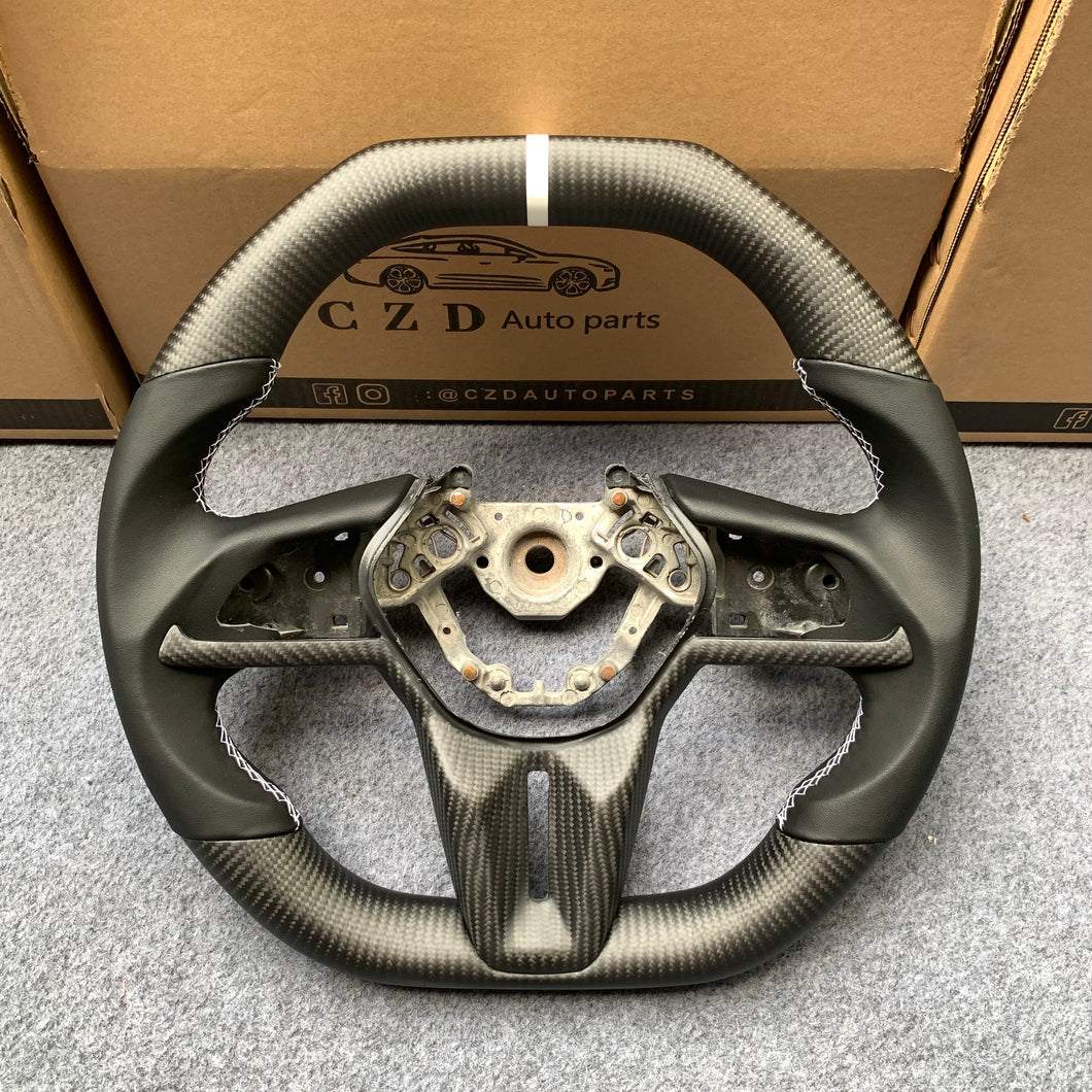 CZD autoparts for Nissan GTR R50 2017-2022 carbon fiber steering wheel with  black smooth leather side