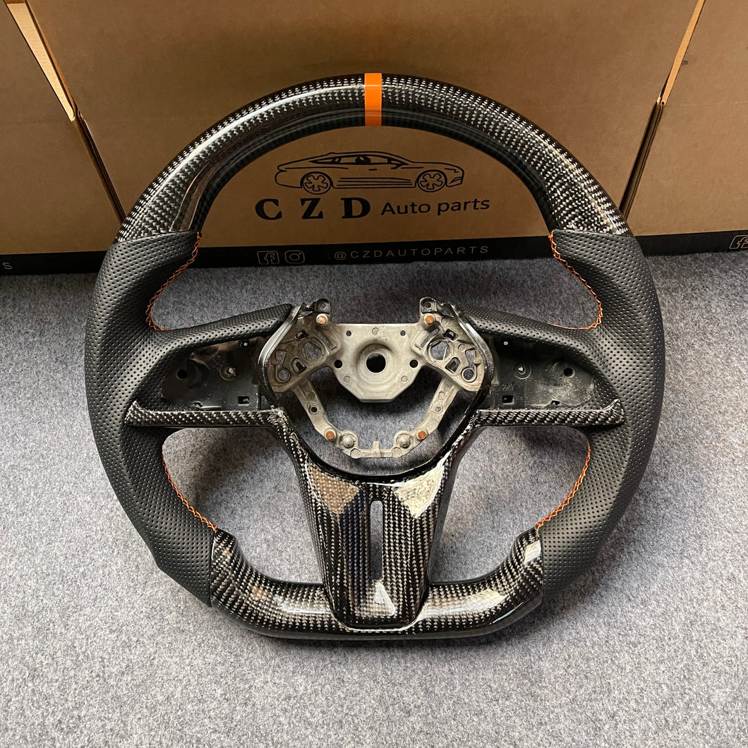 CZD autoparts for Nissan GTR R50 2017-2022 carbon fiber steering wheel with  orange stripe line