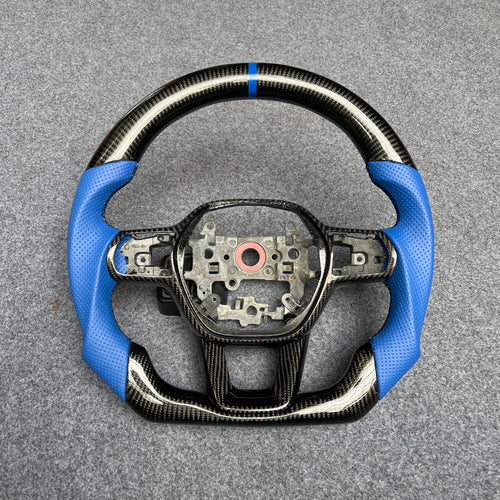 czd auto parts carbon fiber steering wheel for Honda 11th gen Civic XI 2021-2022 with blue perforated leather