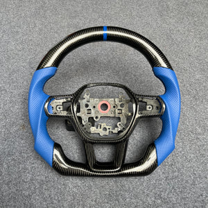 czd auto parts carbon fiber steering wheel for Honda 11th gen Civic XI 2021-2022 with blue perforated leather