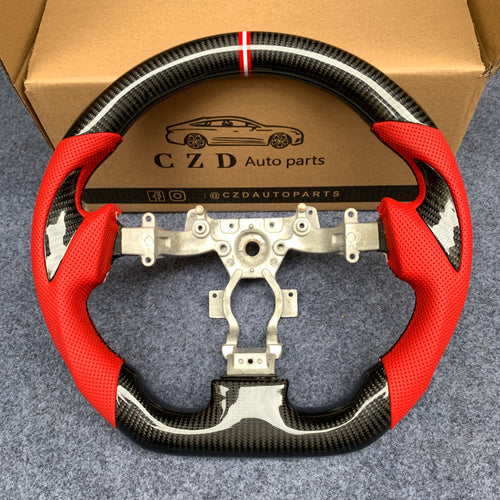 CZD autoparts for Nissan GTR R35 2009-2016 steering wheel with red perforated leather side