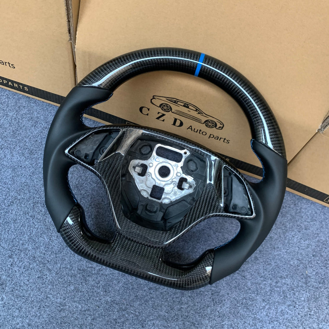 CZD autoparts for Chevrolet Corvette C7 2014-2019 carbon fiber steering wheel with black smooth leather side