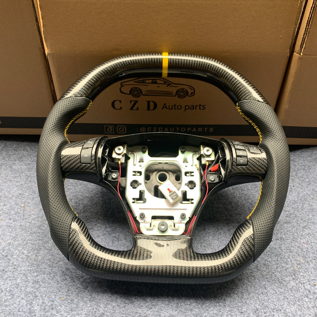 CZD autoparts for  Chevrolet Corvette C6 Z06 C6 2005-2013 carbon fiber steering wheel with yellow stripe line