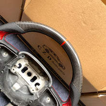 Load image into Gallery viewer, CZD auto parts for Dodge (SRT) Challenger 2015-2021 carbon fiber steering wheel with red carbon fiber thumb grips