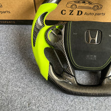 Load image into Gallery viewer, CZD auto parts for Honda Ridgeline 2017-2020 carbon fiber steering wheel with green alcantara leather side