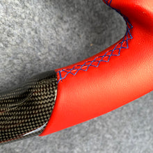 Load image into Gallery viewer, CZD autoparts for Ford Mustang 2015-2017 carbon fiber steering wheel with red smooth leather