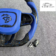 Load image into Gallery viewer, CZD auto parts for Dodge Charger 2015-2021 carbon fiber steering wheel with forged carbon blue flakes