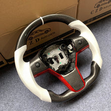 Load image into Gallery viewer, CZD auto parts for Tesla Model Y 2020-2021 carbon fiber steering wheel with red carbon fiber button trim