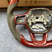 Load image into Gallery viewer, CZD Autoparts For Honda 11th gen Civic carbon fiber steering wheel gloss red carbon fiber trim