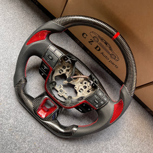 CZD Auto Parts carbon fiber steering wheel for Toyota Camry 2025 with gloss red carbon fiber thumbgrips