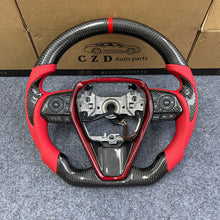 Load image into Gallery viewer, CZD auto parts for Toyota 8th gen Camry se xse le xle 2018-2022 carbon fiber steering wheel with red leather