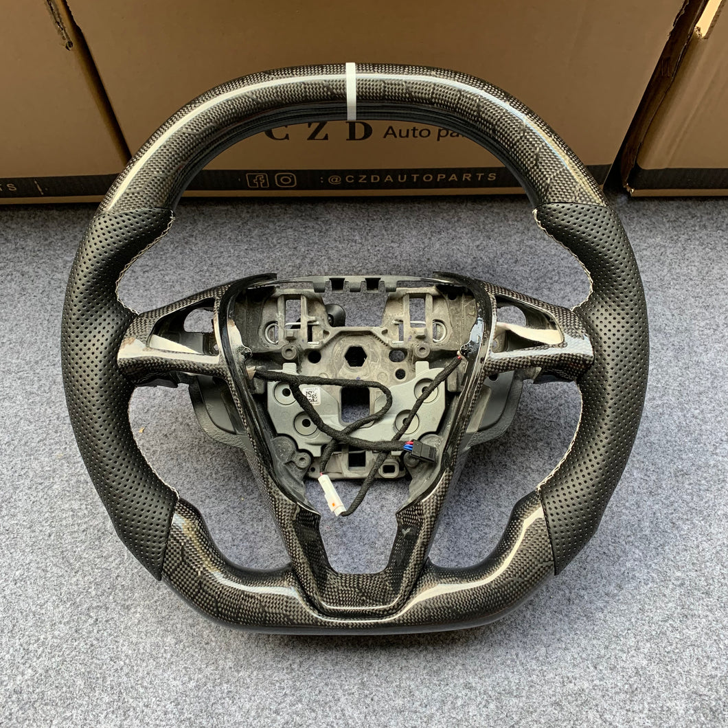 CZD Autoparts for Ford  Edge SE ST AWD/ Fusion/ Mondeo MK5/ Galaxy/ S-Max 2013-2020 carbon fiber steering wheel with white stripe line