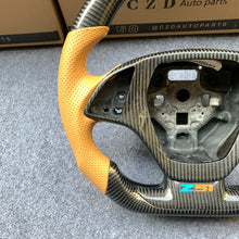 Load image into Gallery viewer, CZD auto parts for Chevrolet Corvette C7 2014-2019 carbon fiber steering wheel with orange perforated leather side