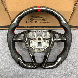 czd auto parts carbon fiber steering wheel for Ford Edge SE ST AWD 2015-2020 with black perforated leather