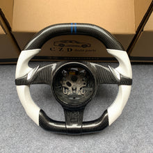 Load image into Gallery viewer, CZD auto parts for All Cayman models - 2013-2016 carbon fiber steering wheel with white perforated leather side