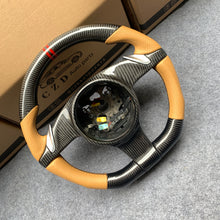 Load image into Gallery viewer, CZD auto parts for All Boxster models - 2013-2016 carbon fiber steering wheel with orange perforated leather side