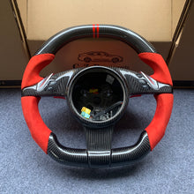Load image into Gallery viewer, CZD auto parts for All Boxster models - 2013-2016 carbon fiber steering wheel with red alcantara leather side