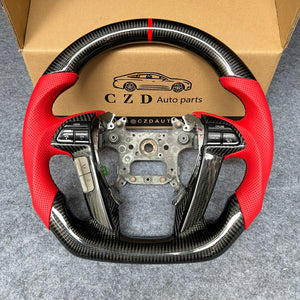 czd auto parts carbon fiber steering wheel for Honda 8th gen Accord 2008-2012 with red perforated leather
