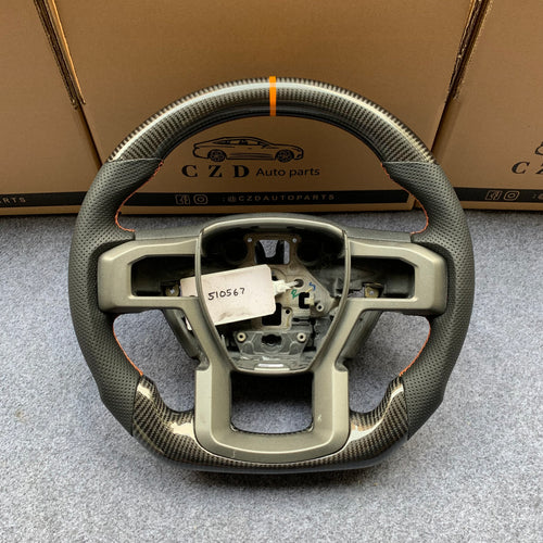 CZD Auto Parts carbon fiber steering wheel for Ford F-350 2017-2021 with orange stripe