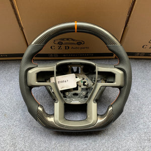 CZD Auto Parts carbon fiber steering wheel for Ford F-350 2017-2021 with orange stripe