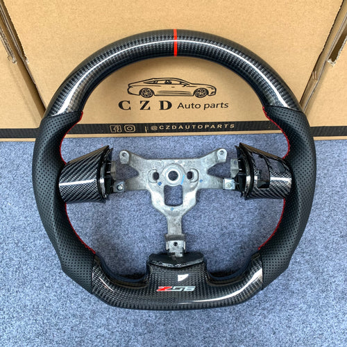 CZD autoparts for  Chevrolet Corvette C6 Z06 C6 2005-2013 carbon fiber steering wheel with  black perforated leather side