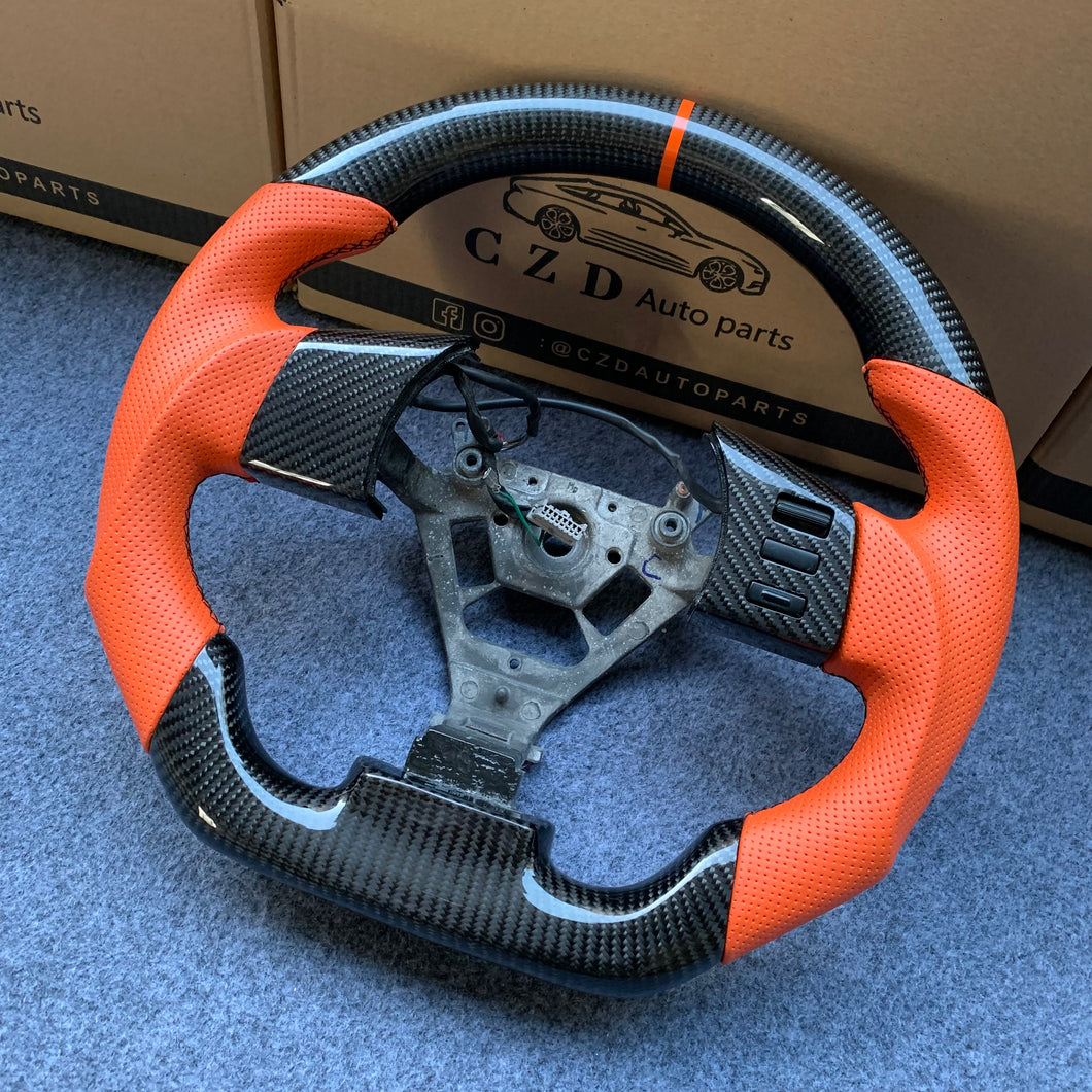 CZD autoparts for Nissan 350Z 2002-2009 carbon fiber steering wheel with orange perforated leather side