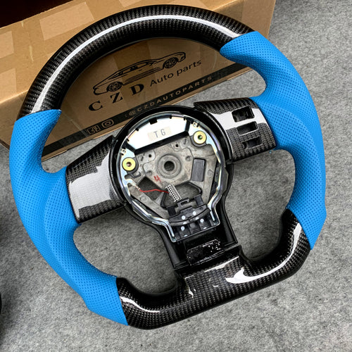 CZD autoparts for Infiniti FX35 FX45 S50 2003-2008 carbon fiber steering wheel with blue perforated leather side