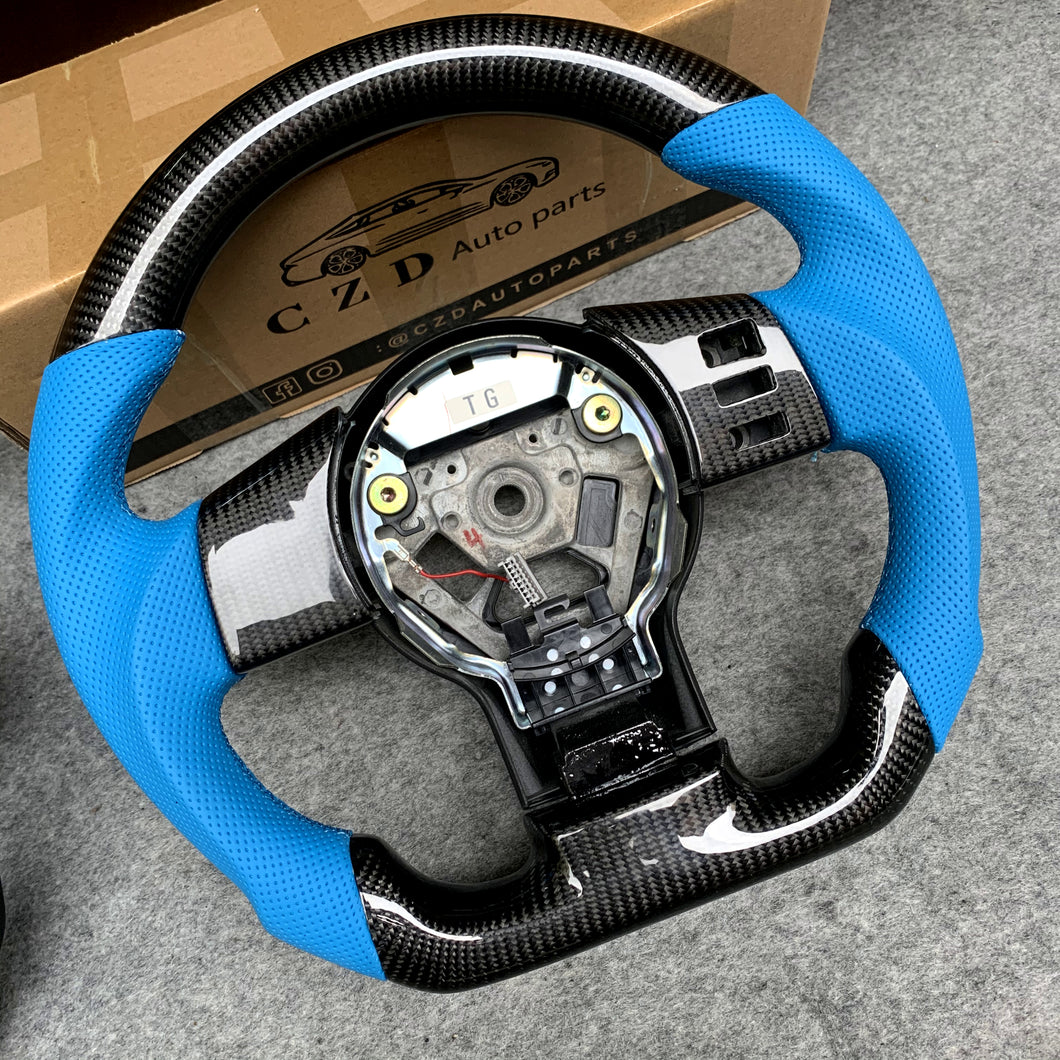 CZD autoparts for Infiniti FX35 FX45 S50 2003-2008 carbon fiber steering wheel with blue perforated leather side