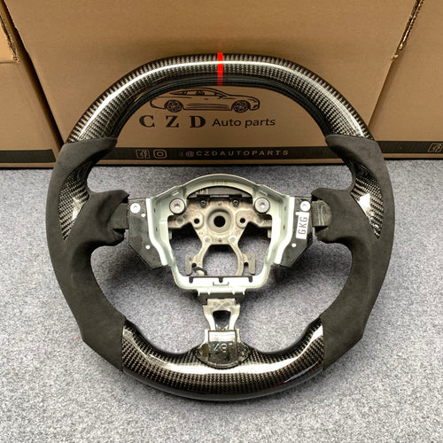 CZD autoparts for  Nissan 7th gen Maxima 2009-2014 carbon fiber steering wheel with alcamtara leather side