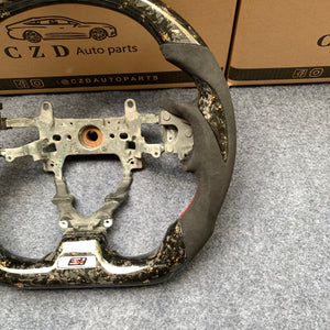 CZD Autoparts For Honda FK2 carbon fiber steering wheel forged carbon fiber with golden flakes top&bottom