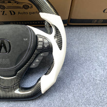 Load image into Gallery viewer, czd auto parts carbon fiber steering wheel for Acura TL/ILX with white stripe and leather