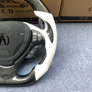 czd auto parts carbon fiber steering wheel for Acura TL/ILX with white stripe and leather