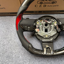 Load image into Gallery viewer, CZD auto parts carbon fiber steering wheel for camaro 2010-2011 with black perforated leather and red stitching