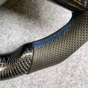 CZD Tesla Model 3 2017/2018/2019/2020 carbon fiber steering wheel with blue wire