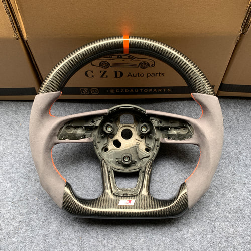 CZD auto parts carbon fiber steering wheel for Audi A1 (8X) Sportback with grey alcantara