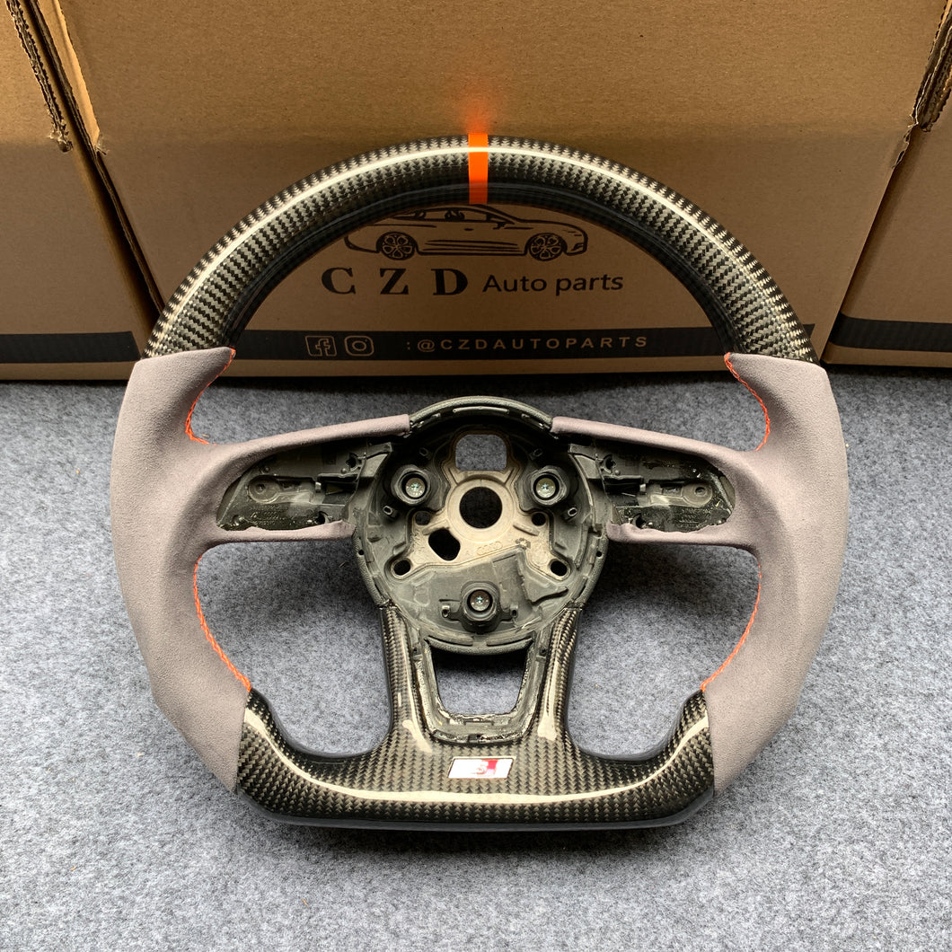 CZD auto parts carbon fiber steering wheel for Audi A1 (8X) Sportback with grey alcantara