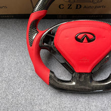 Load image into Gallery viewer, CZD autoparts for Infiniti G25 G35 G37 G37X 2007-2015 carbon fiber steering wheel with red airbag cover