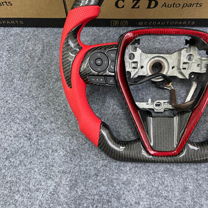 czd auto parts carbon fiber steering wheel for Toyota Avalon 2018-2022 with red perforated leather