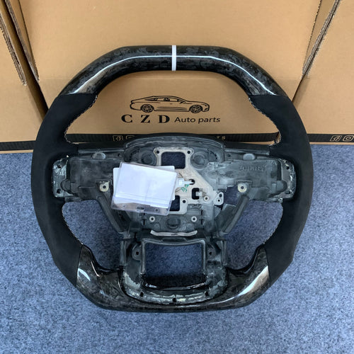CZD Auto Parts carbon fiber steering wheel for Ford F-350 2017-2021 with flat top flat bottom shape
