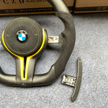 Load image into Gallery viewer, CZD Autoparts for BMW M1 M2 M3 M4 F80 F82 F83 carbon fiber steering wheel with extended paddles shifters