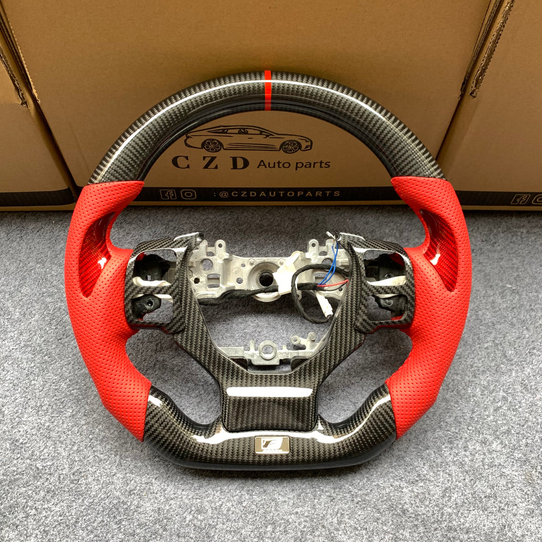 CZD auto parts carbon fiber steering wheel for Lexus RC300 RC350 2014-2020 with red carbon fiber thumbgrips