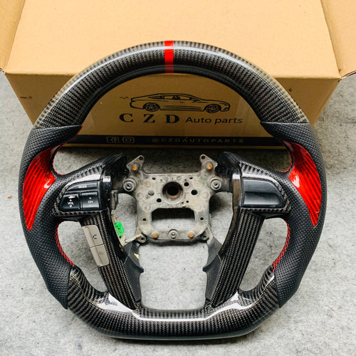 czd auto parts carbon fiber steering wheel for Honda 8th gen Accord 2008-2012 with gloss red carbon fiber thumbgrips