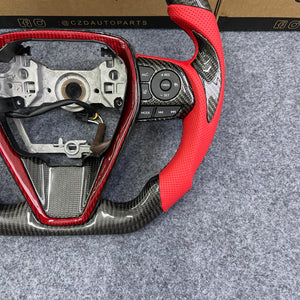 czd auto parts carbon fiber steering wheel for Toyota Avalon 2018-2022 with red perforated leather