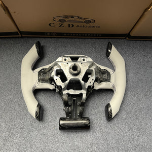 czd auto parts carbon fiber steering wheel for Infiniti Q60 with white perforated leather